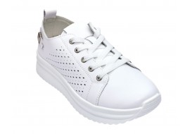 Pantofi dama casual din piele naturala cu perforatii - Latiffa Alb GSK3052A